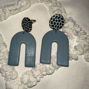 Geometric Blue and Black Earrings